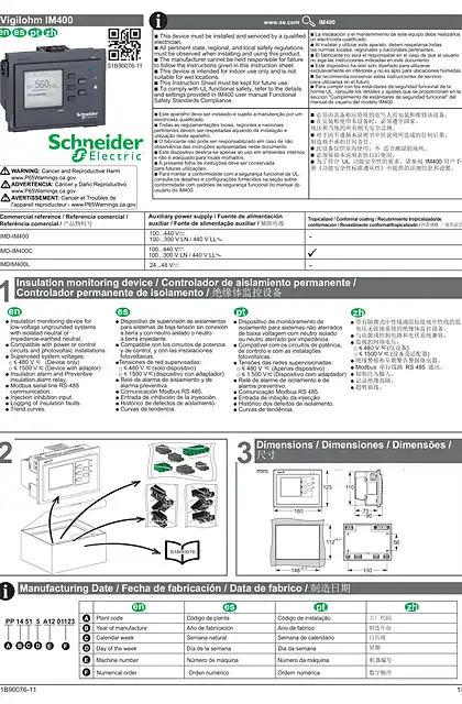 schneider施耐德Vigilohm IM400 说明书